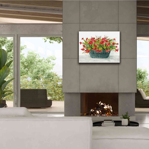 Image of 'Seasons Greetings Pot' by Cindy Jacobs, Canvas Wall Art,34 x 26