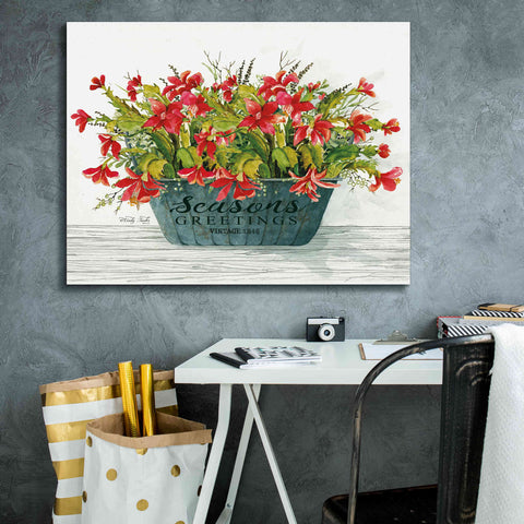 Image of 'Seasons Greetings Pot' by Cindy Jacobs, Canvas Wall Art,34 x 26