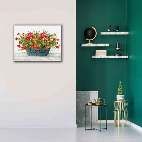 Image of 'Seasons Greetings Pot' by Cindy Jacobs, Canvas Wall Art,34 x 26