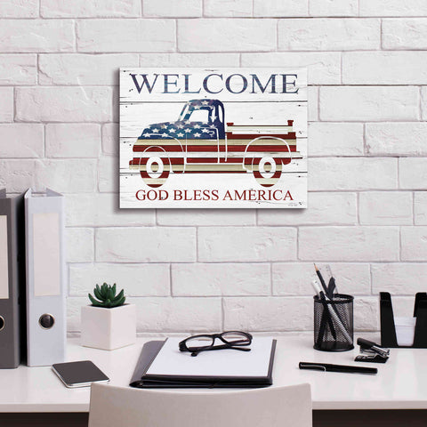 Image of 'Welcome Patriotic Truck' by Cindy Jacobs, Canvas Wall Art,16 x 12