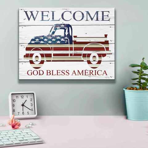 Image of 'Welcome Patriotic Truck' by Cindy Jacobs, Canvas Wall Art,16 x 12