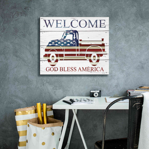 Image of 'Welcome Patriotic Truck' by Cindy Jacobs, Canvas Wall Art,24 x 20