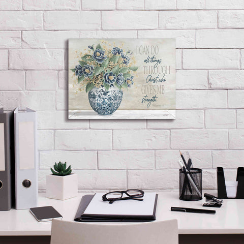 Image of 'I Can Do All Things Blue Vase' by Cindy Jacobs, Canvas Wall Art,16 x 12