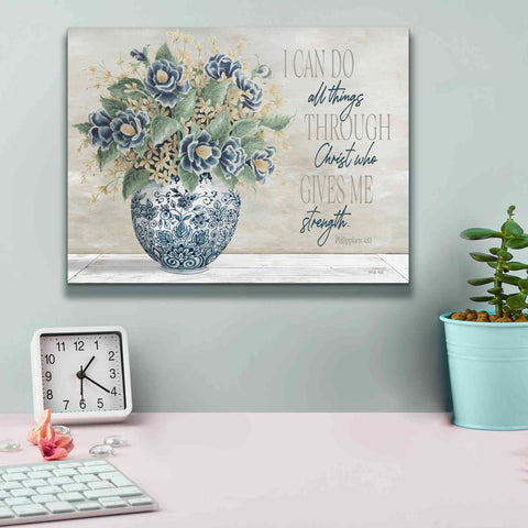 Image of 'I Can Do All Things Blue Vase' by Cindy Jacobs, Canvas Wall Art,16 x 12