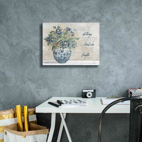 Image of 'I Can Do All Things Blue Vase' by Cindy Jacobs, Canvas Wall Art,16 x 12