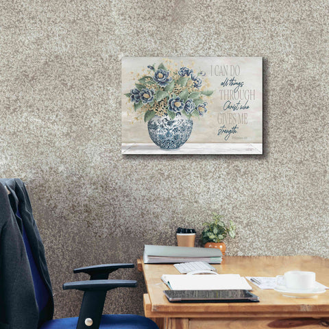 Image of 'I Can Do All Things Blue Vase' by Cindy Jacobs, Canvas Wall Art,26 x 18