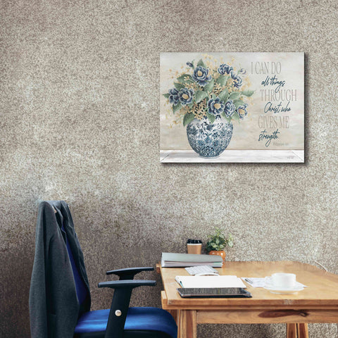 Image of 'I Can Do All Things Blue Vase' by Cindy Jacobs, Canvas Wall Art,34 x 26