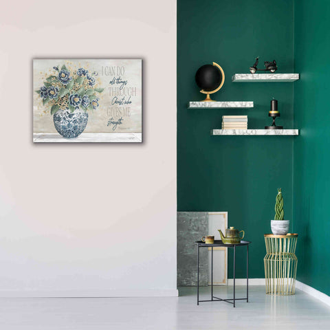 Image of 'I Can Do All Things Blue Vase' by Cindy Jacobs, Canvas Wall Art,34 x 26