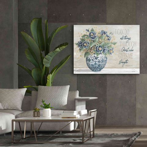 Image of 'I Can Do All Things Blue Vase' by Cindy Jacobs, Canvas Wall Art,54 x 40