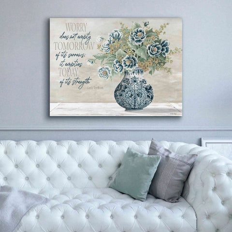 Image of 'Don't Worry Blue Vase' by Cindy Jacobs, Canvas Wall Art,54 x 40
