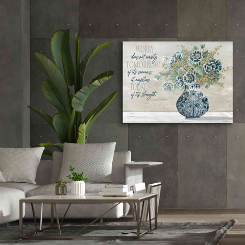 Image of 'Don't Worry Blue Vase' by Cindy Jacobs, Canvas Wall Art,54 x 40