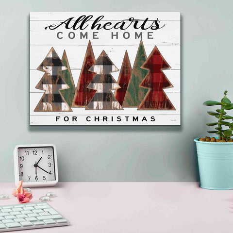 Image of 'All Hearts Come Home Plaid Trees' by Cindy Jacobs, Canvas Wall Art,16 x 12