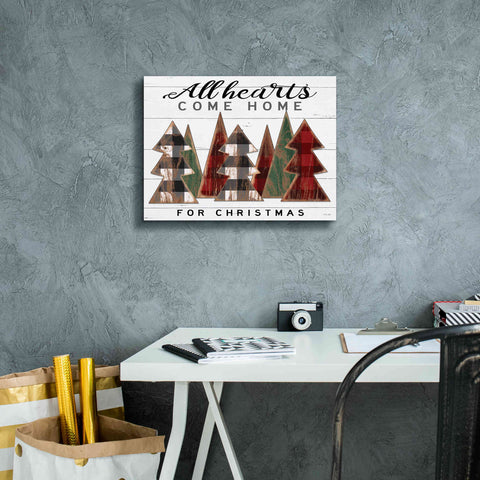 Image of 'All Hearts Come Home Plaid Trees' by Cindy Jacobs, Canvas Wall Art,16 x 12