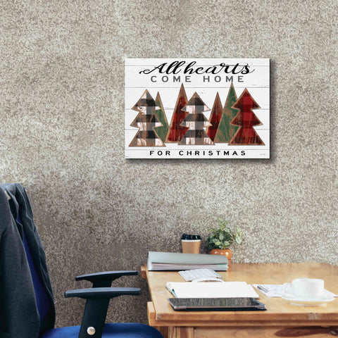 Image of 'All Hearts Come Home Plaid Trees' by Cindy Jacobs, Canvas Wall Art,26 x 18
