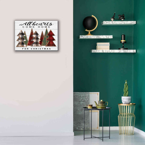 Image of 'All Hearts Come Home Plaid Trees' by Cindy Jacobs, Canvas Wall Art,26 x 18