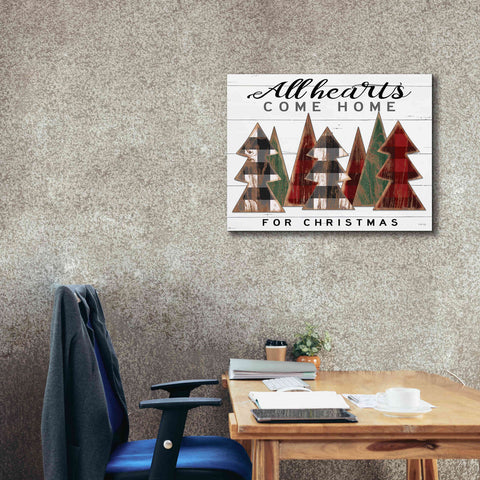 Image of 'All Hearts Come Home Plaid Trees' by Cindy Jacobs, Canvas Wall Art,34 x 26