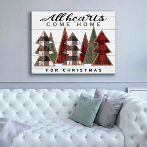 'All Hearts Come Home Plaid Trees' by Cindy Jacobs, Canvas Wall Art,54 x 40