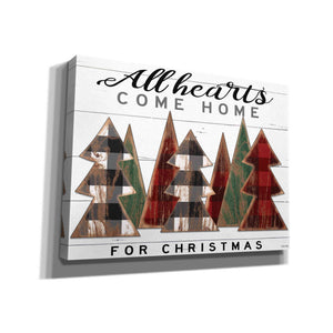 'All Hearts Come Home Plaid Trees' by Cindy Jacobs, Canvas Wall Art