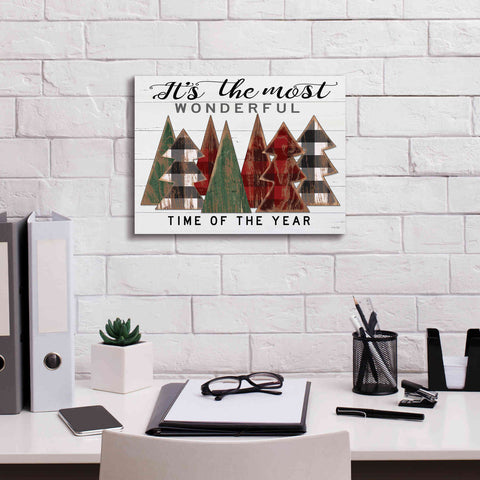 Image of 'It's the Most Wonderful Time Plaid Trees' by Cindy Jacobs, Canvas Wall Art,16 x 12