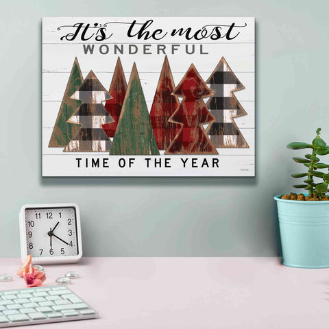 Image of 'It's the Most Wonderful Time Plaid Trees' by Cindy Jacobs, Canvas Wall Art,16 x 12