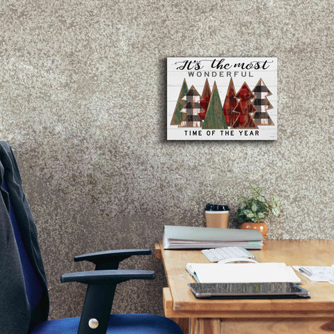 Image of 'It's the Most Wonderful Time Plaid Trees' by Cindy Jacobs, Canvas Wall Art,16 x 12