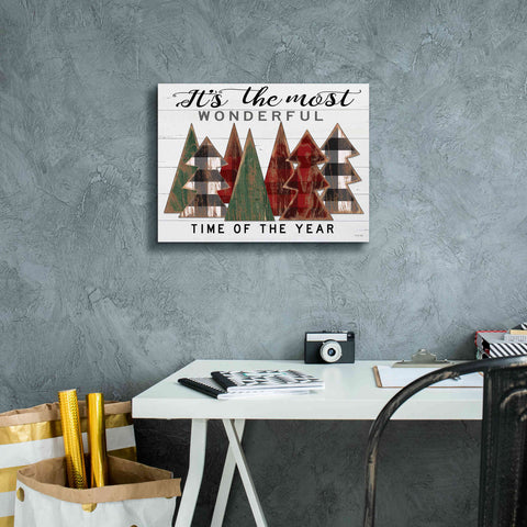 Image of 'It's the Most Wonderful Time Plaid Trees' by Cindy Jacobs, Canvas Wall Art,16 x 12