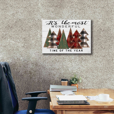 Image of 'It's the Most Wonderful Time Plaid Trees' by Cindy Jacobs, Canvas Wall Art,26 x 18