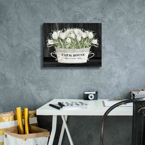 Image of 'Farmhouse Tulips' by Cindy Jacobs, Canvas Wall Art,16 x 12