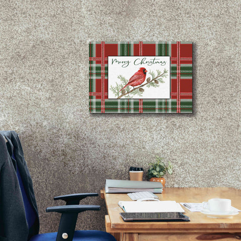 Image of 'Merry Christmas Cardinal' by Cindy Jacobs, Canvas Wall Art,26 x 18