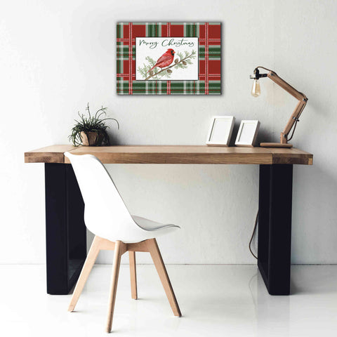 Image of 'Merry Christmas Cardinal' by Cindy Jacobs, Canvas Wall Art,26 x 18