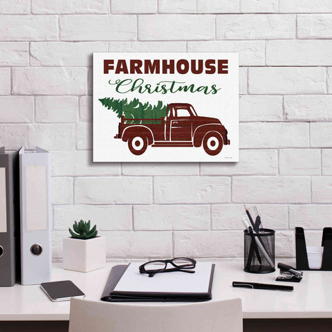 Image of 'Farmhouse Christmas Truck' by Cindy Jacobs, Canvas Wall Art,16 x 12