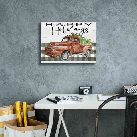 Image of 'Happy Holidays Truck' by Cindy Jacobs, Canvas Wall Art,16 x 12