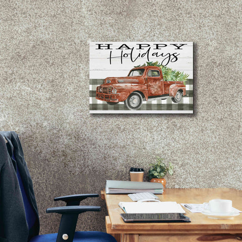 Image of 'Happy Holidays Truck' by Cindy Jacobs, Canvas Wall Art,24 x 20