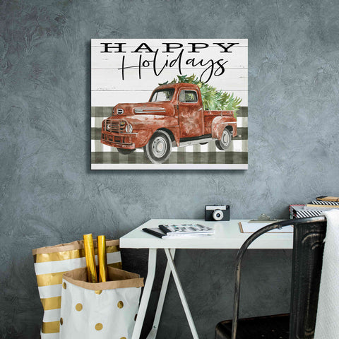 Image of 'Happy Holidays Truck' by Cindy Jacobs, Canvas Wall Art,24 x 20