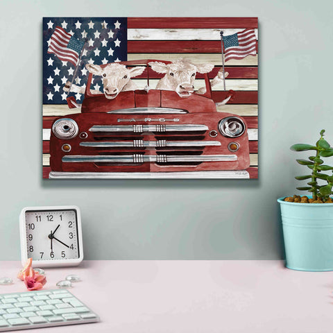 Image of 'Patriotic Cows' by Cindy Jacobs, Canvas Wall Art,16 x 12
