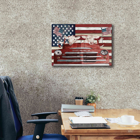 Image of 'Patriotic Cows' by Cindy Jacobs, Canvas Wall Art,26 x 18