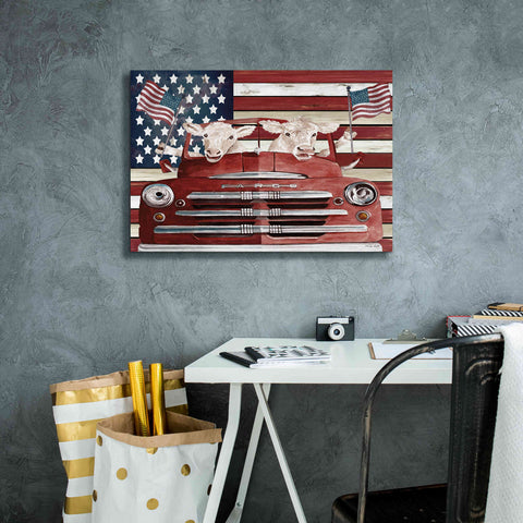Image of 'Patriotic Cows' by Cindy Jacobs, Canvas Wall Art,26 x 18
