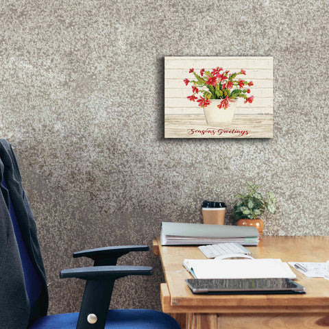 Image of 'Christmas Cactus - Season's Greetings' by Cindy Jacobs, Canvas Wall Art,16 x 12