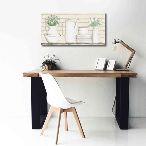 Image of 'White Ware Shelf II' by Cindy Jacobs, Canvas Wall Art,40 x 20