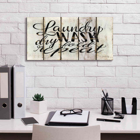 Image of 'Laundry Duties on Wood Panels' by Cindy Jacobs, Canvas Wall Art,24 x 12