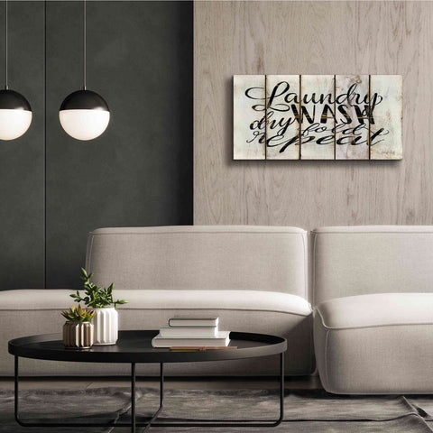 Image of 'Laundry Duties on Wood Panels' by Cindy Jacobs, Canvas Wall Art,40 x 20