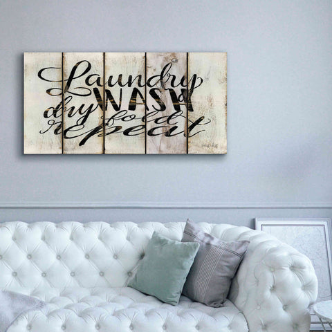 Image of 'Laundry Duties on Wood Panels' by Cindy Jacobs, Canvas Wall Art,60 x 30