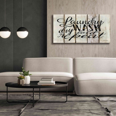 Image of 'Laundry Duties on Wood Panels' by Cindy Jacobs, Canvas Wall Art,60 x 30