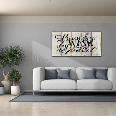 Image of 'Laundry Duties on Wood Panels' by Cindy Jacobs, Canvas Wall Art,60 x 30