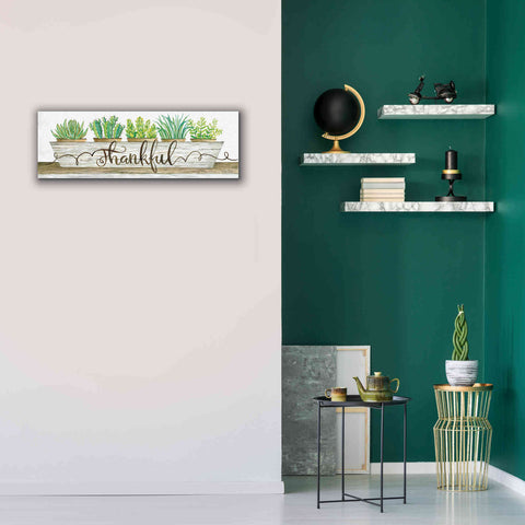 Image of 'Thankful Succulent Pots' by Cindy Jacobs, Canvas Wall Art,36 x 12