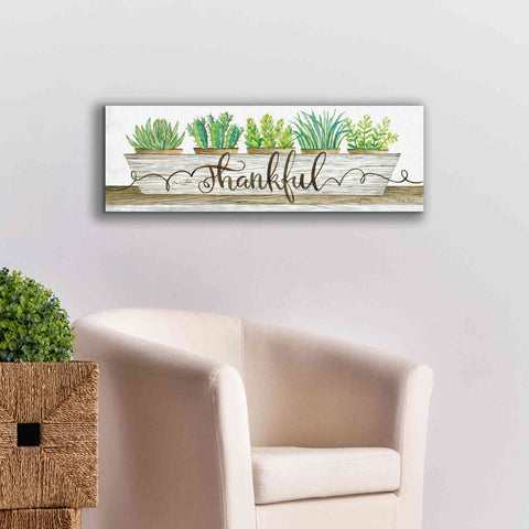 Image of 'Thankful Succulent Pots' by Cindy Jacobs, Canvas Wall Art,36 x 12