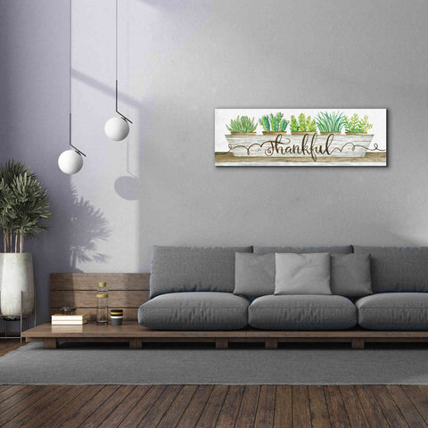 Image of 'Thankful Succulent Pots' by Cindy Jacobs, Canvas Wall Art,60 x 20