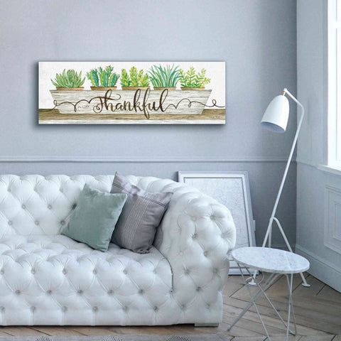 Image of 'Thankful Succulent Pots' by Cindy Jacobs, Canvas Wall Art,60 x 20