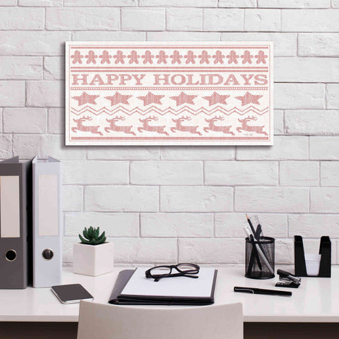 Image of 'Happy Holidays Stitchery' by Cindy Jacobs, Canvas Wall Art,24 x 12