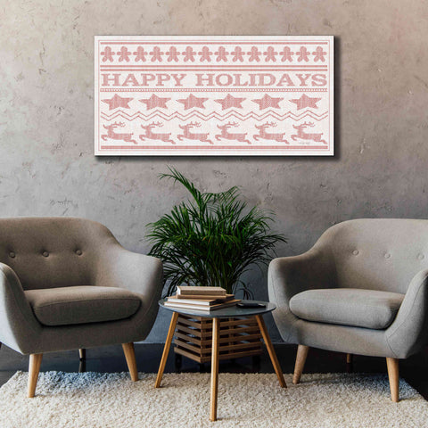 Image of 'Happy Holidays Stitchery' by Cindy Jacobs, Canvas Wall Art,60 x 30